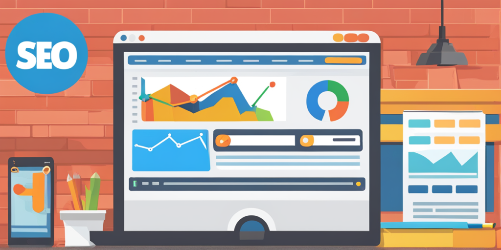 Screens depicting SEO rankings on SERP with flow and pie chart.