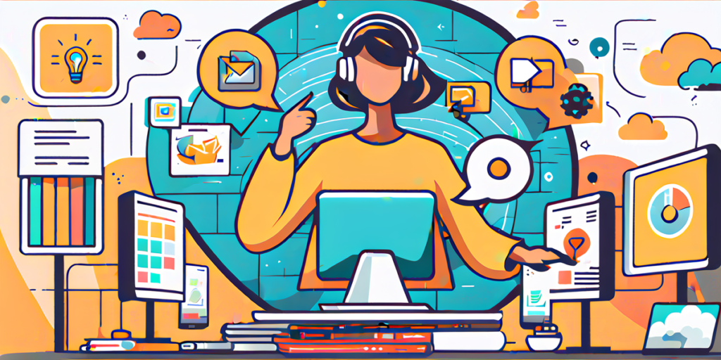 A person using their device to generate articles with AI for emails, blogs, website & social media.