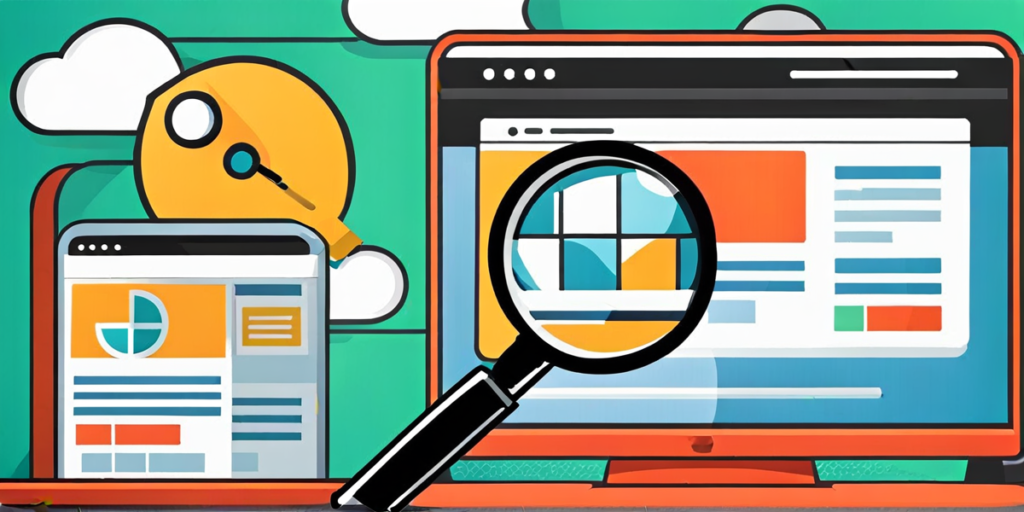 Two screens showing improved SERP rankings with a magnifying glass emphasizing on focused SEO.