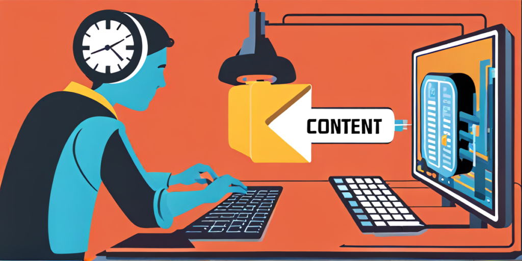 A person sitting in front of their desk and creating content strategy with AI blog content creator to streamline it.