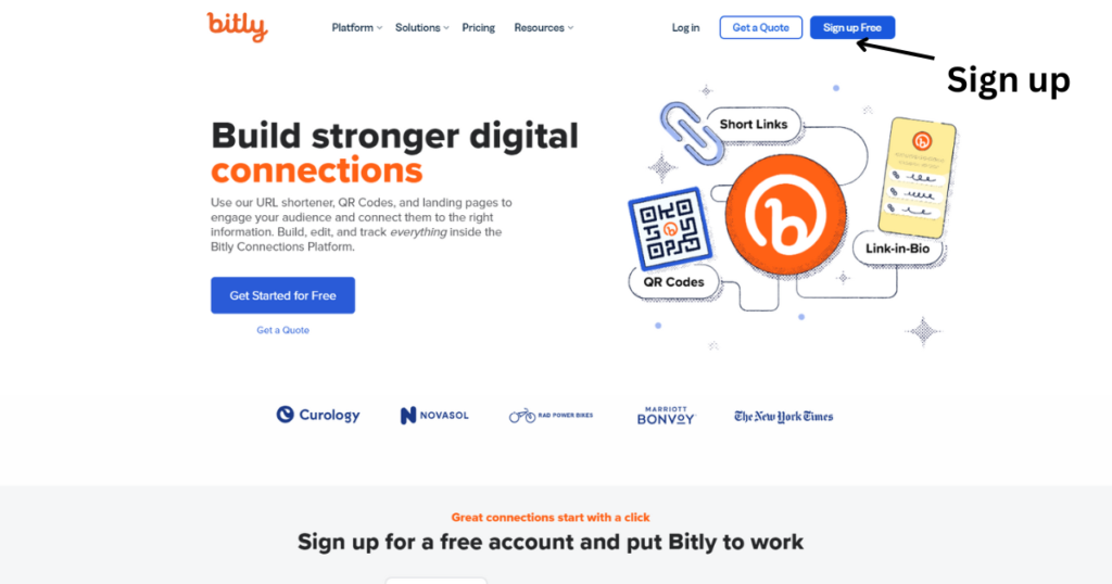 Sign up page of Bit.ly