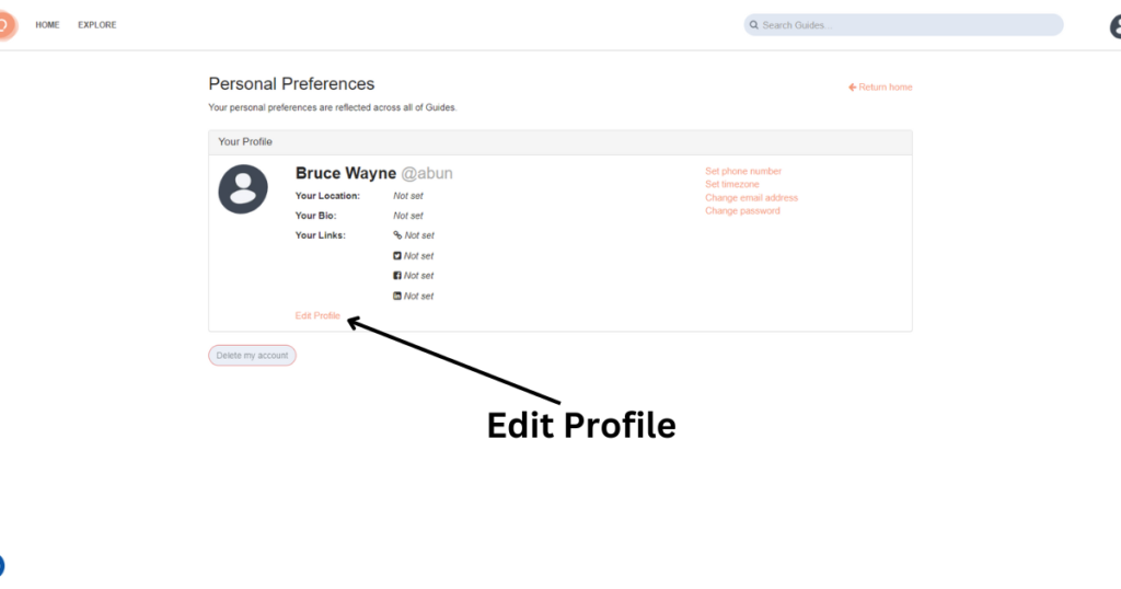 Click edit profile to add your details.