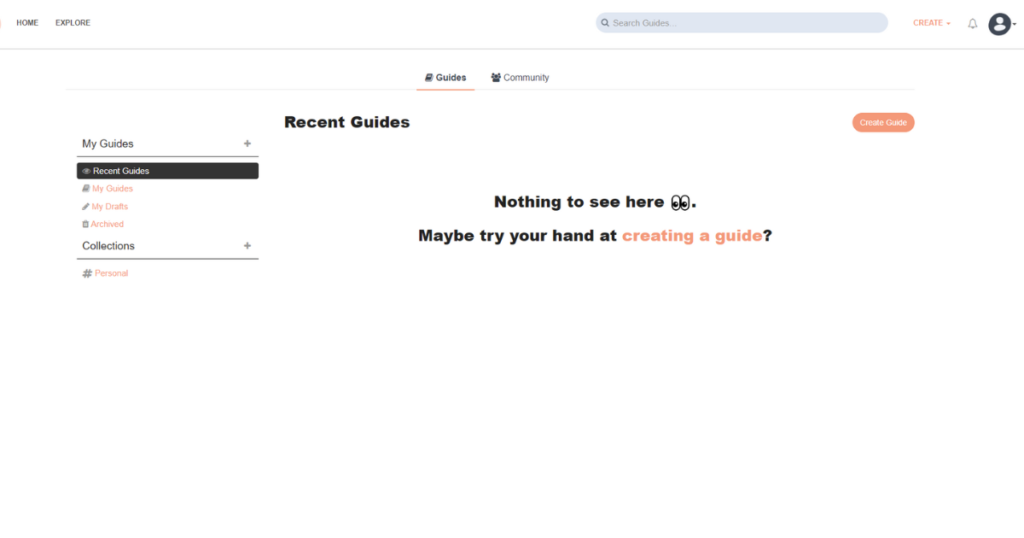 Guides dashboard.