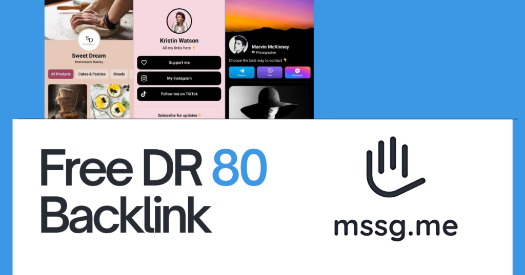 Mssg.me a website with domain rating (DR) of 80