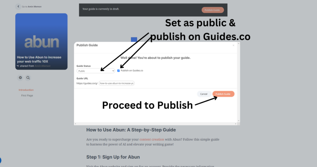 Set the link to public before publishing.