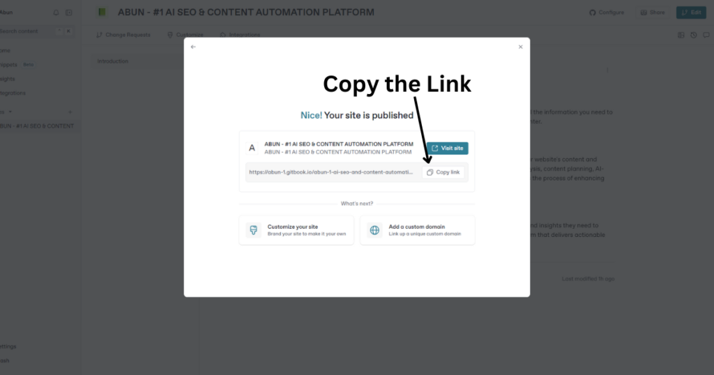 Copy your GitBook.io page link and share it.