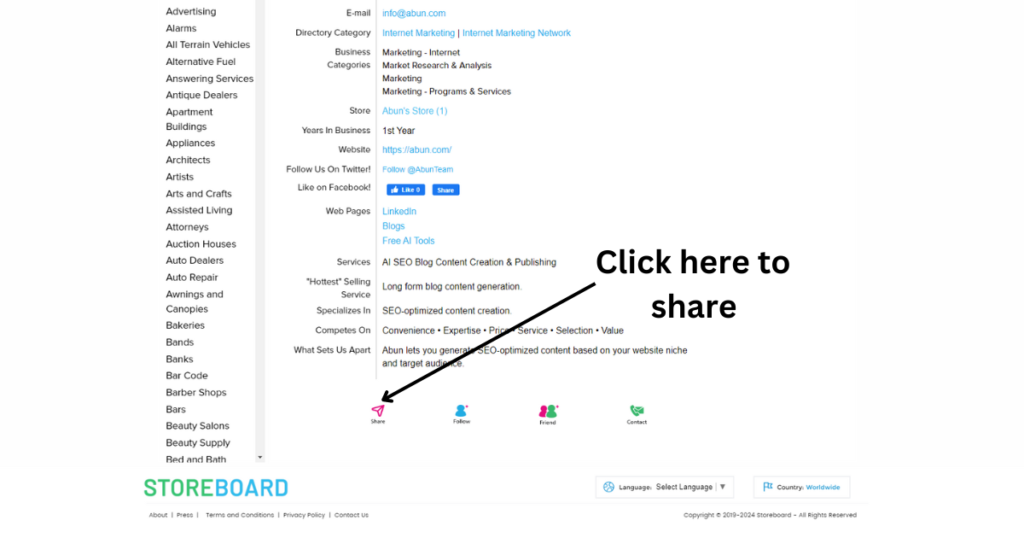 Click on the share icon.