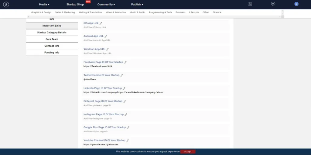 You can add links to various social media platforms.