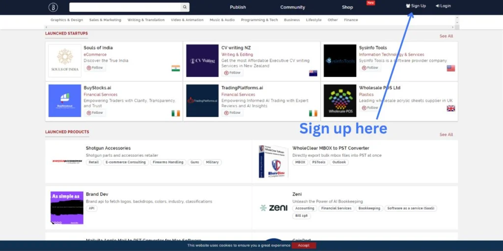 Get backlinks for free from BigStartups.co by signing up for a free account.