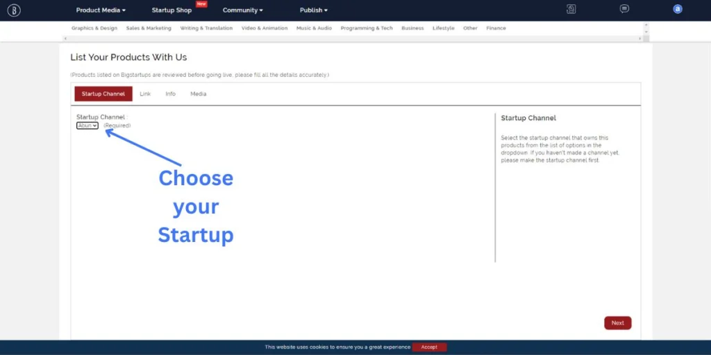 Select your desired startup channel from the list.