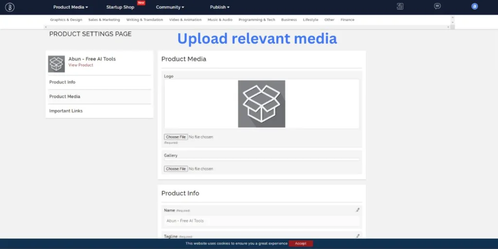 Upload relevant images of your product.