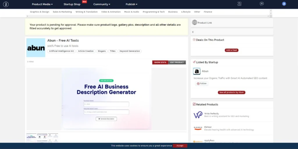 Your page is ready and once it is approved you will get your backlink for free from BigStartups.co.