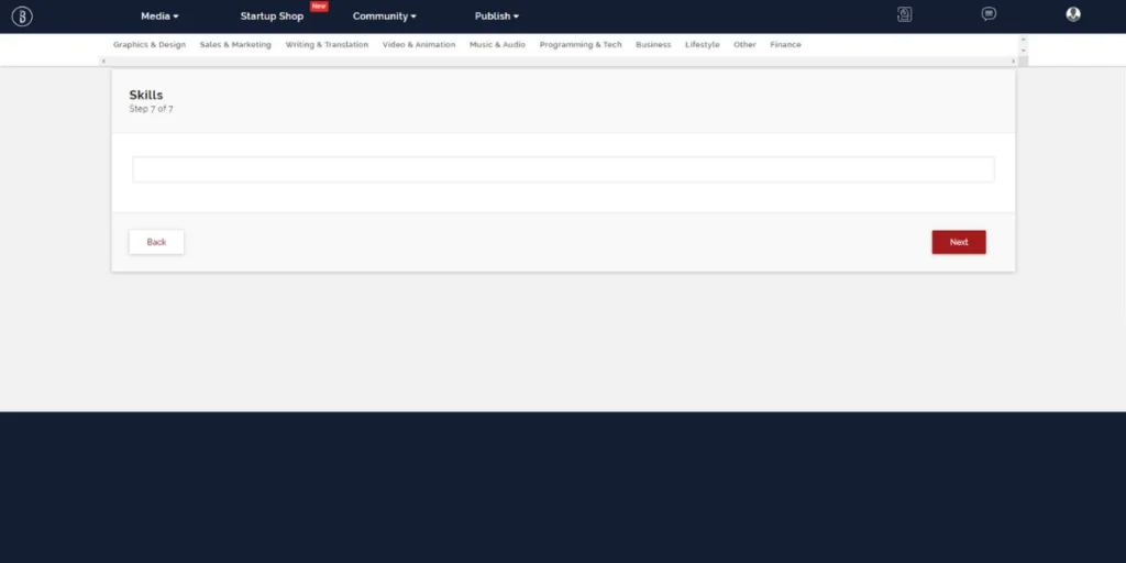 Enter your skills to complete your profile creation