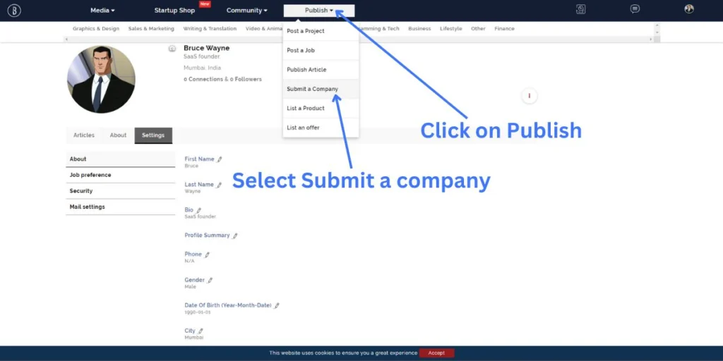 Create a company/startup profile that will give you a backlink for free from BigStartups.co, follow the steps.
