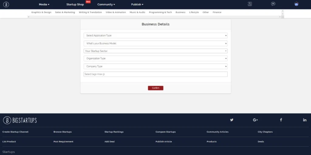 Enter details like type, model, sector, etc.