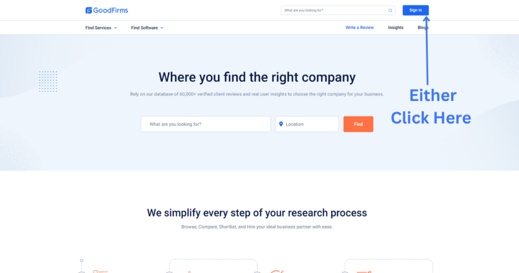 Homepage of GoodFirms.co