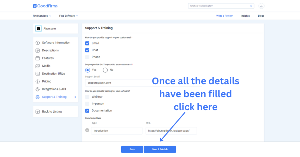 Click on save and publish.