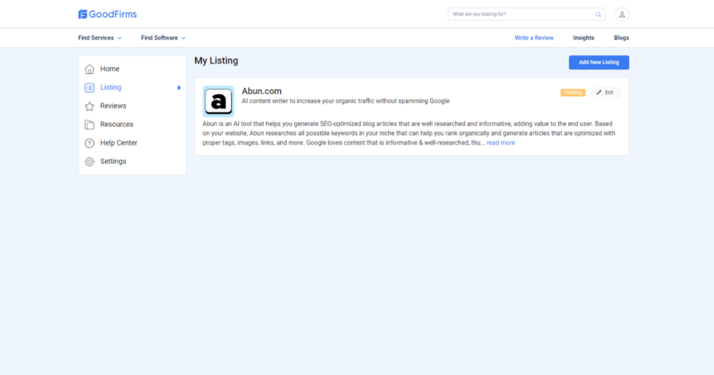 Your profile is now ready and will be pending for review.
