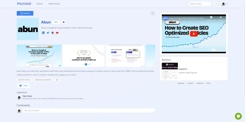 Abun's live PitchWall page.