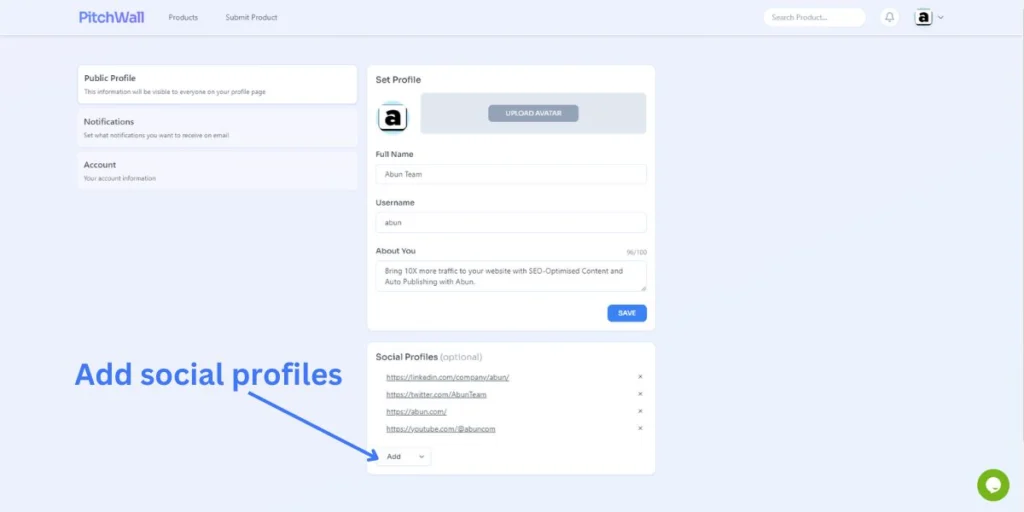 Edit your profile further by adding relevant links.
