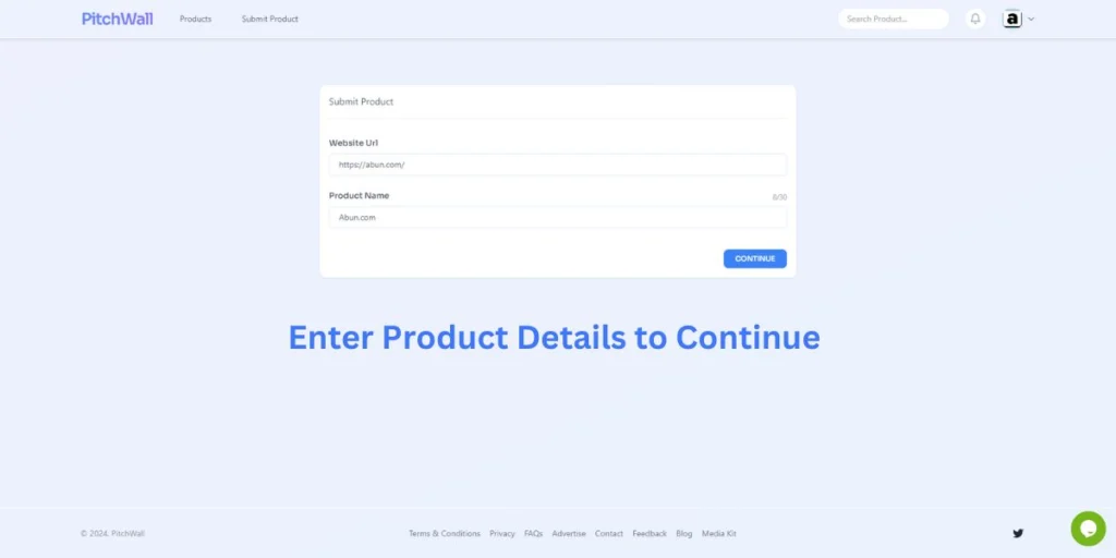 Enter your website link and product name.