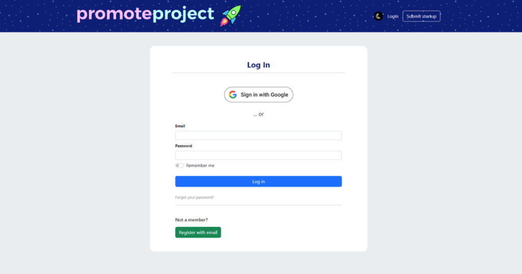 Click on register with email.