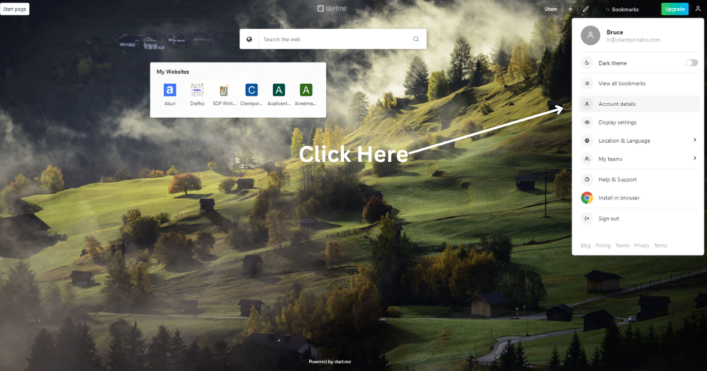 Click on Account details to proceed with editing your profile.