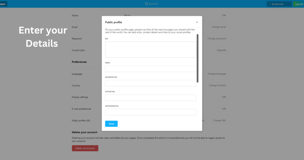 Enter your details to complete the profile building process.