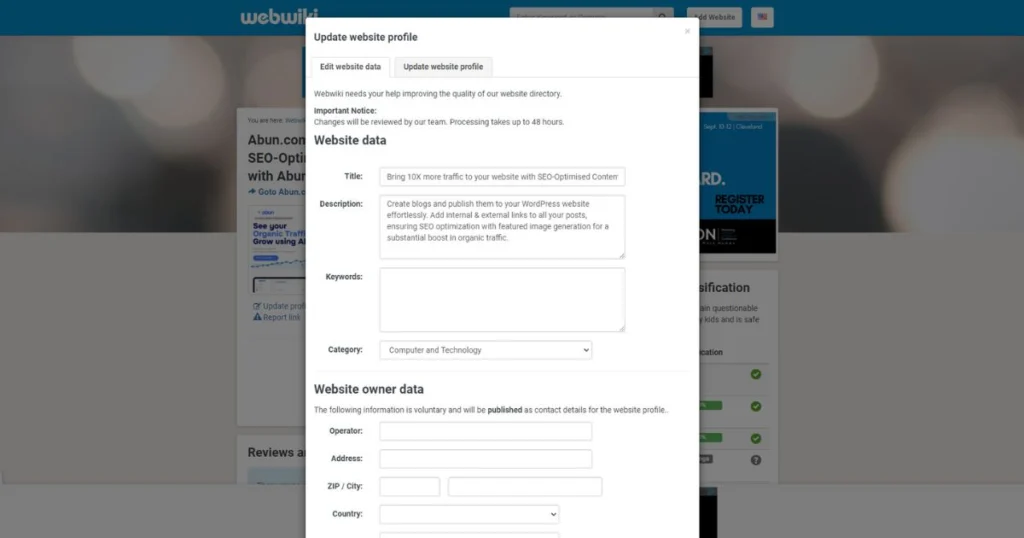Enter Keywords and images if you want to.