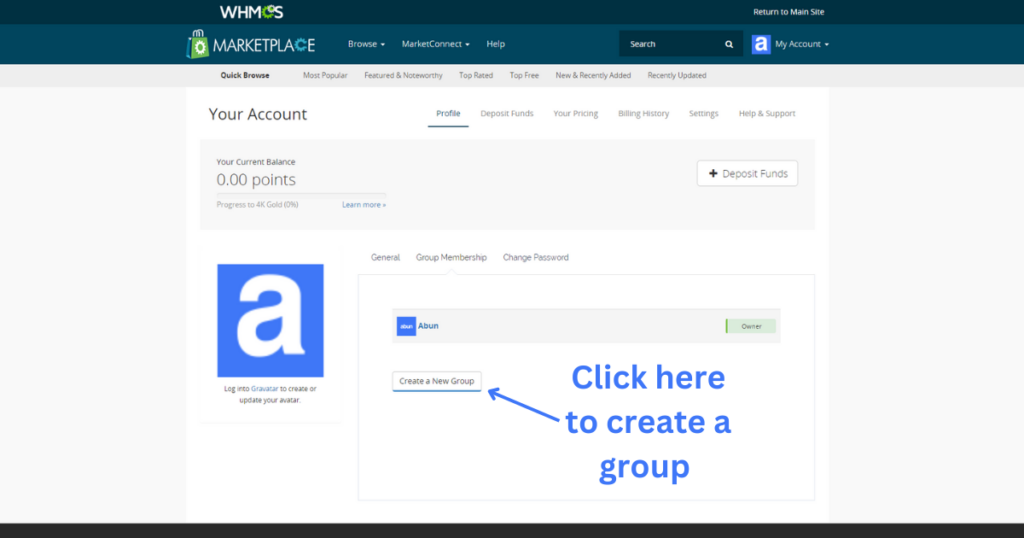 Create a group before adding products under it.