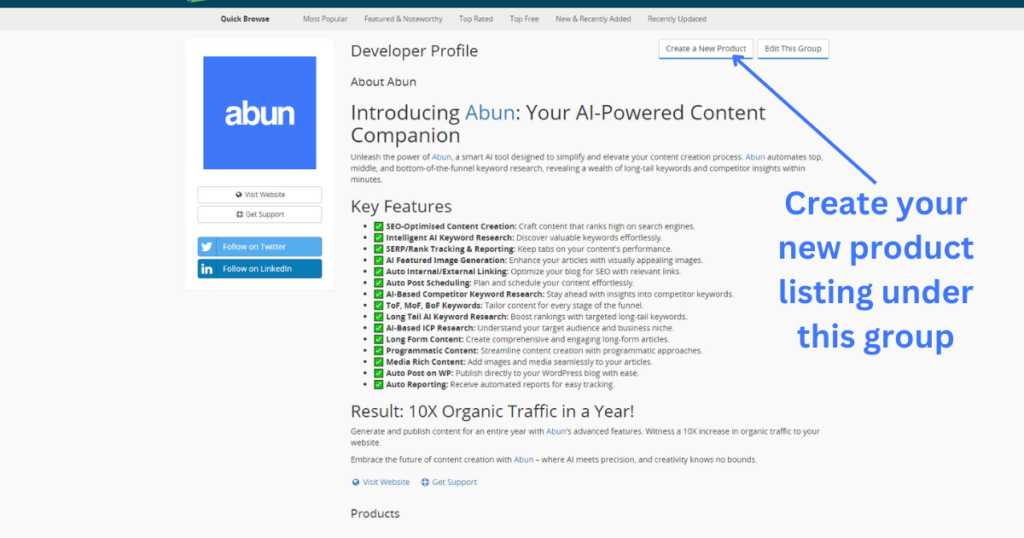 Create a new product listing to list your products.