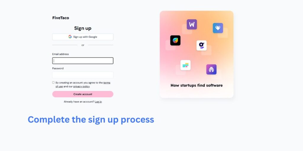 Sign up for a free account on FiveTaco.