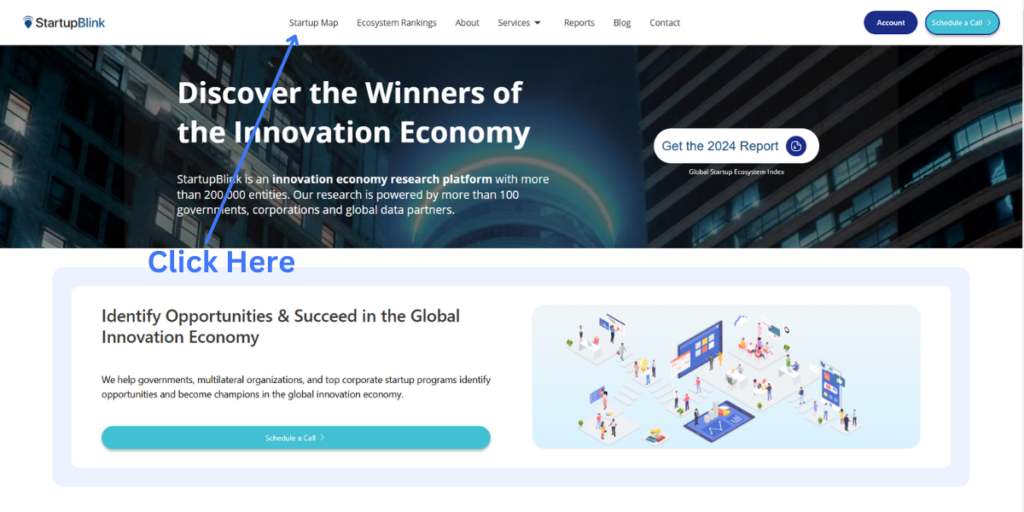 Click on Startup Map on the homepage of StartupBlink.