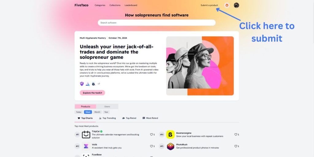Submit your product on FiveTaco get a free backlink.