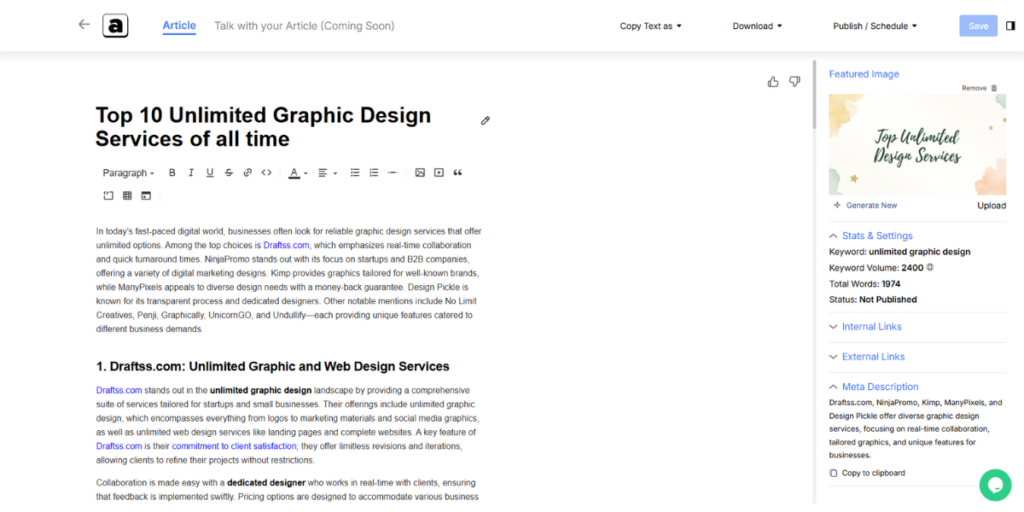 Article that has been successfully generated.