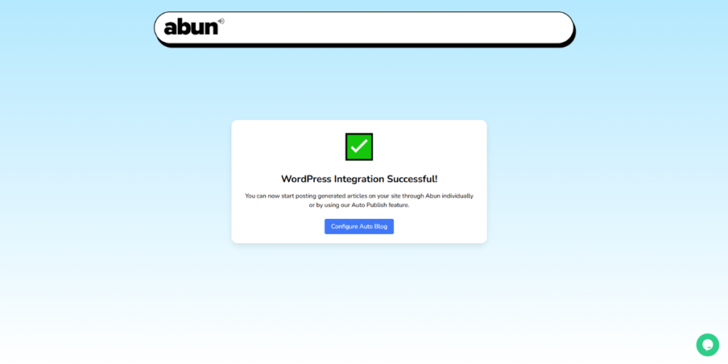 WordPress Integration is successfull message.