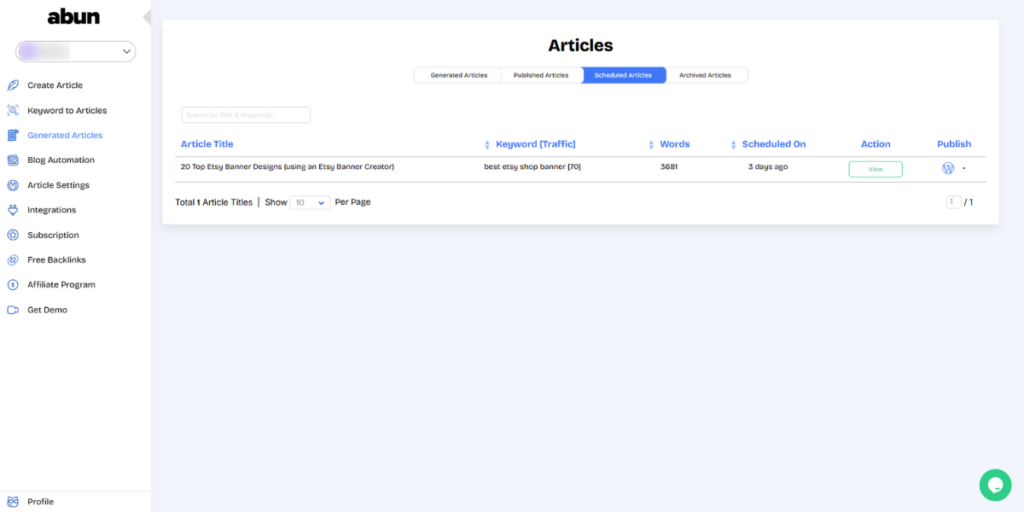 Articles scheduled for publishing.