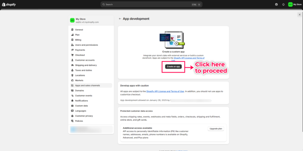 Check the information before creating an App.