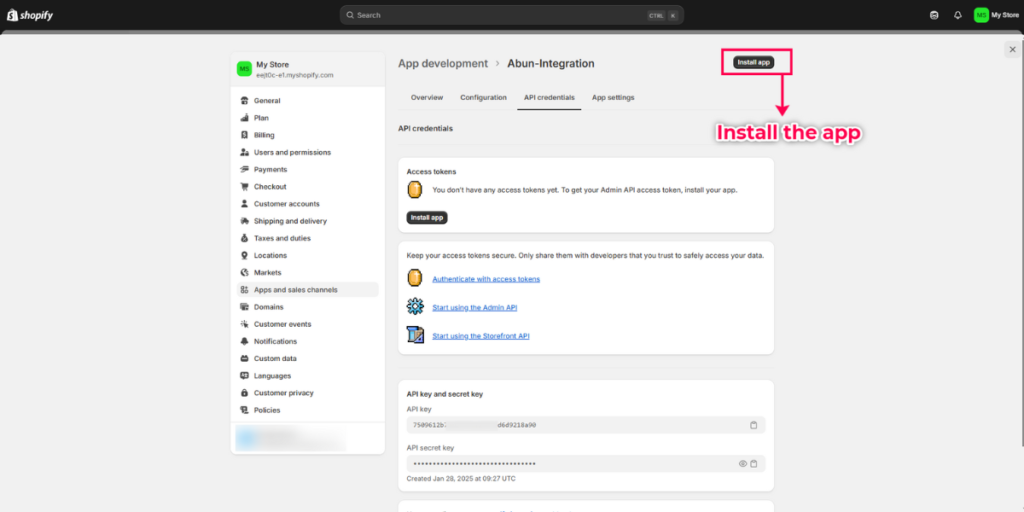 Install the app that you created.