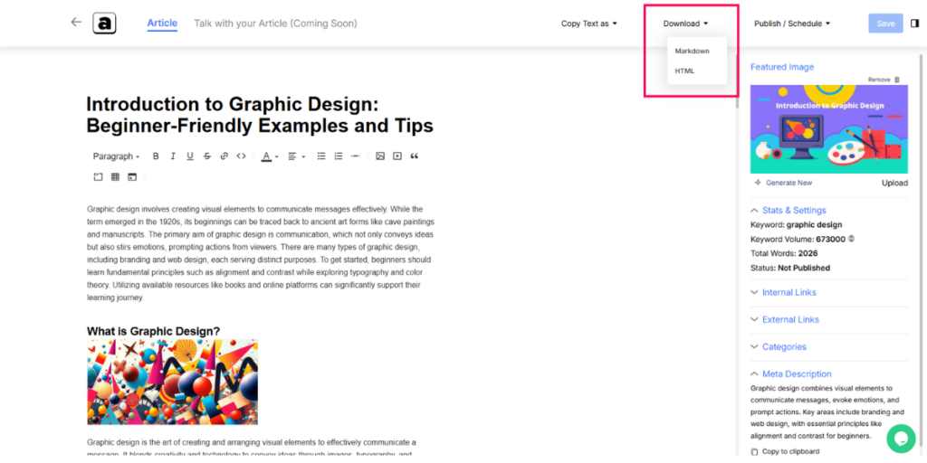 Option to download your article.