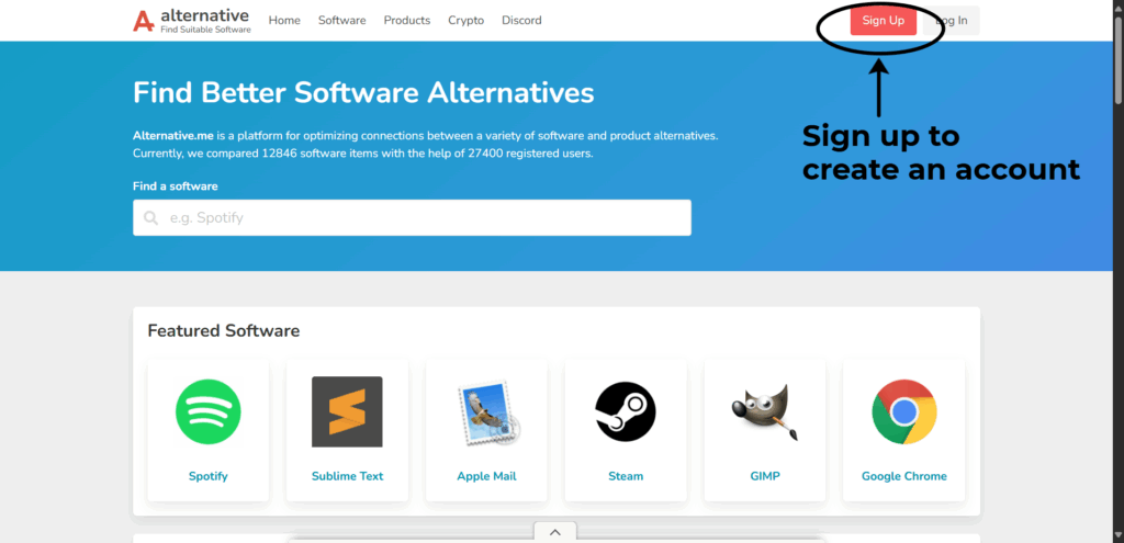 Alternative.me home page. Alternative.me signup. Abun, Ai SEo content, Free blacklink