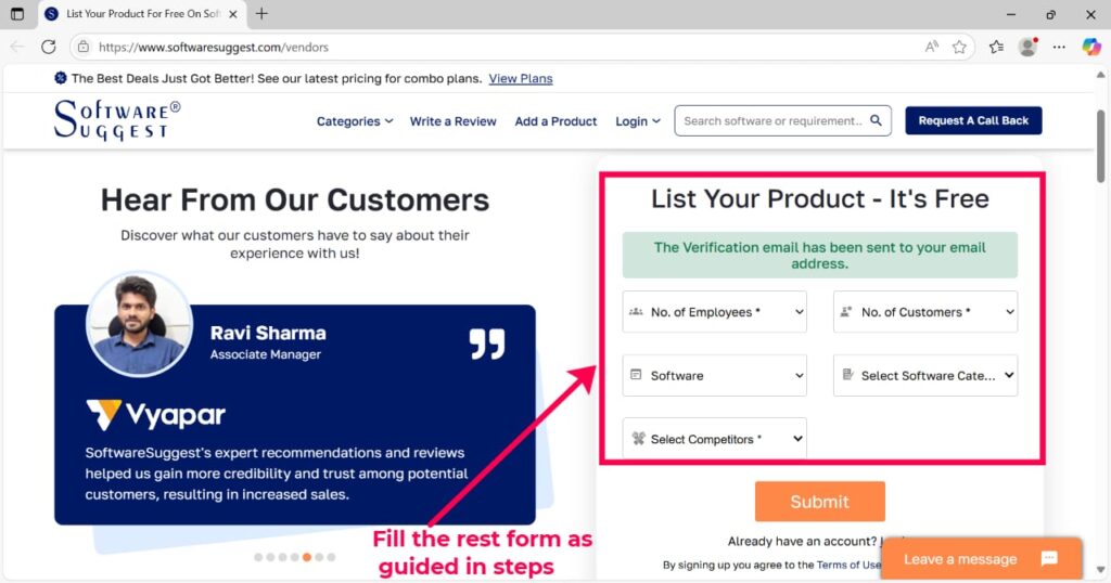 Step 5 : fill your profile information on softwaresuggest.com listing page to gain free DR 77 backlink, AI Keyword Research, Backlink Directory, Auto‑publish Blog Article, Steal Competitor Keywords, Longtail Keyword Research, Guest Post Finder, Abun, Abun AI SEO, Seo tool, Free high quality backlinks, Ai content writer, AI SEO tool, ai blog writer, Startup submissions, submit your startup, Startup launch directories, seo content writing, Seo content creation, seo article writing, backlink building, How to Get High-Quality Backlinks for Free